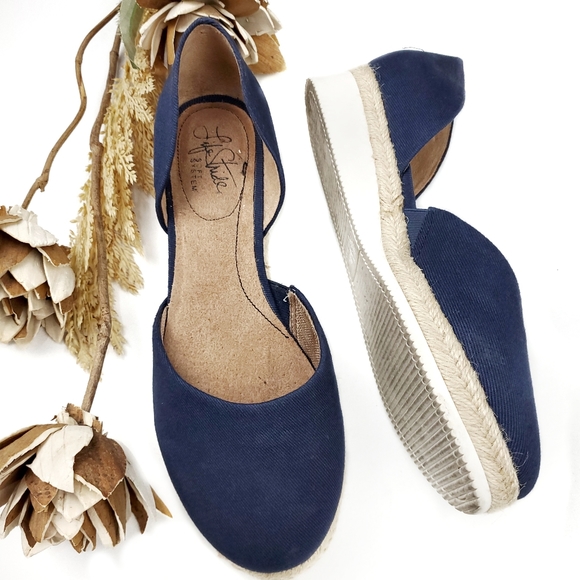 Life Stride Shoes - Life Stride Blue Canvas Espadrille Platform Flat 8